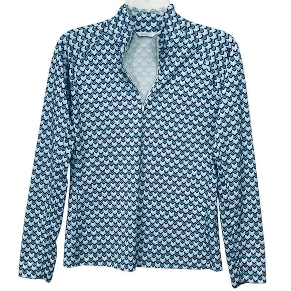 Lady Hagen Tops - Lady Hagan Top Blue Abstract Print Long Sleeve 1/4 Zip UPF 50+ Golf Shirt Sz XS